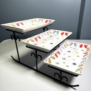 Rare -‎ Pfaltzgraff Taffy Candy Christmas 3 Step Buffet Server Holiday | Retired